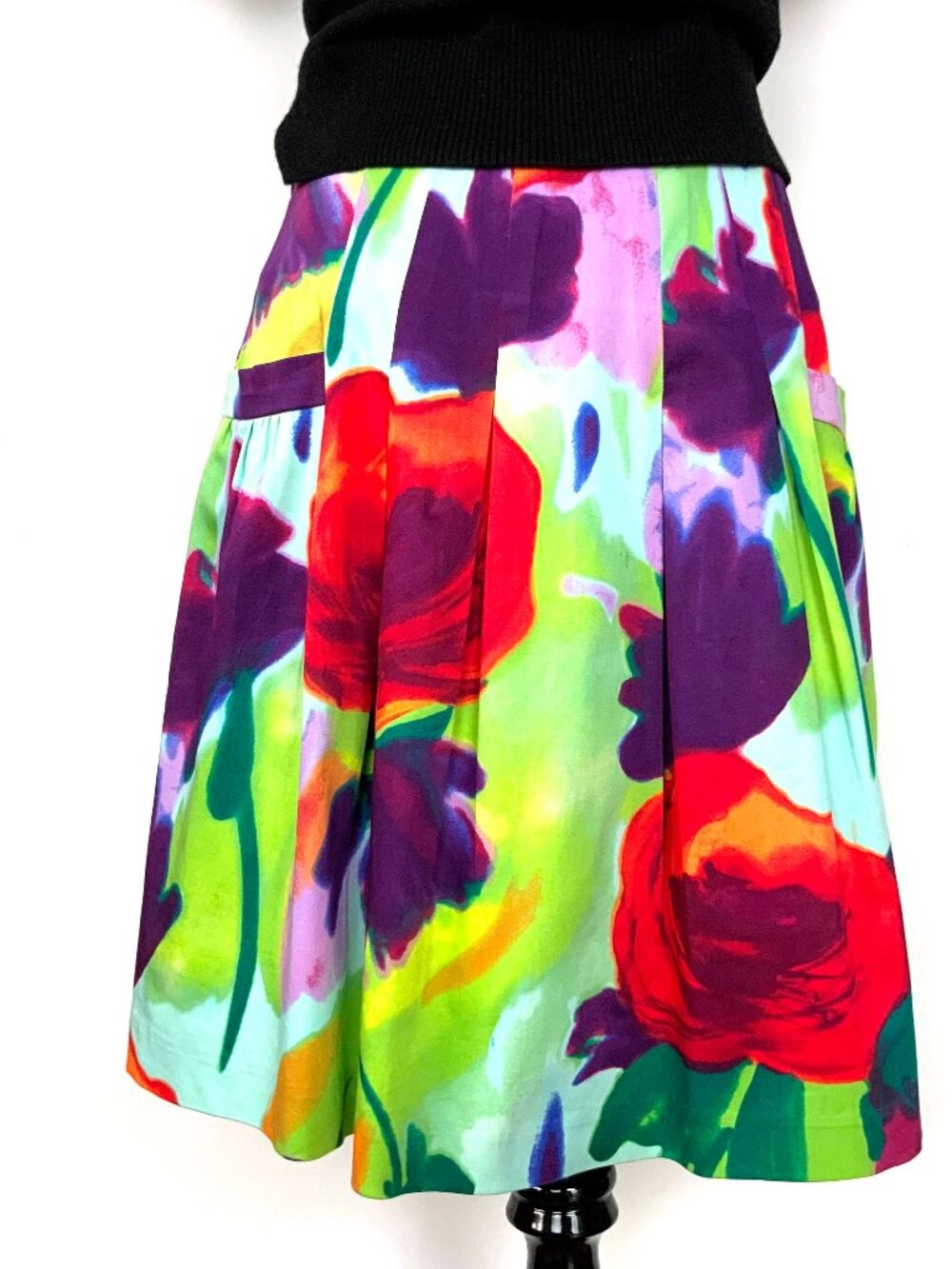 Boston Proper Floral Full Pleated Pockets Skirt Sz 4 - Picture 5 of 16
